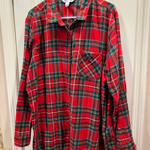 Old Navy Red Plaid Tunic Shirt Top Sz XXL - Picture 3 of 4